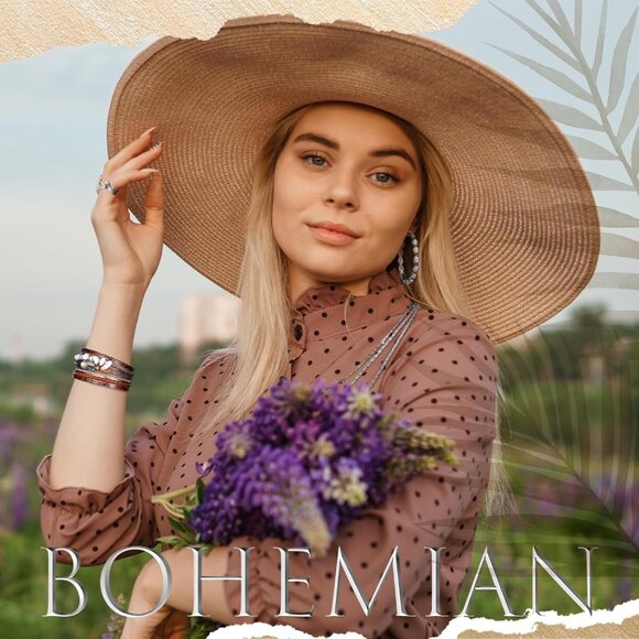 Stunning Bohemian Turquoise Jewelry Set - Necklace, Bracelets, Rings & Earrings - Picture 4 of 6